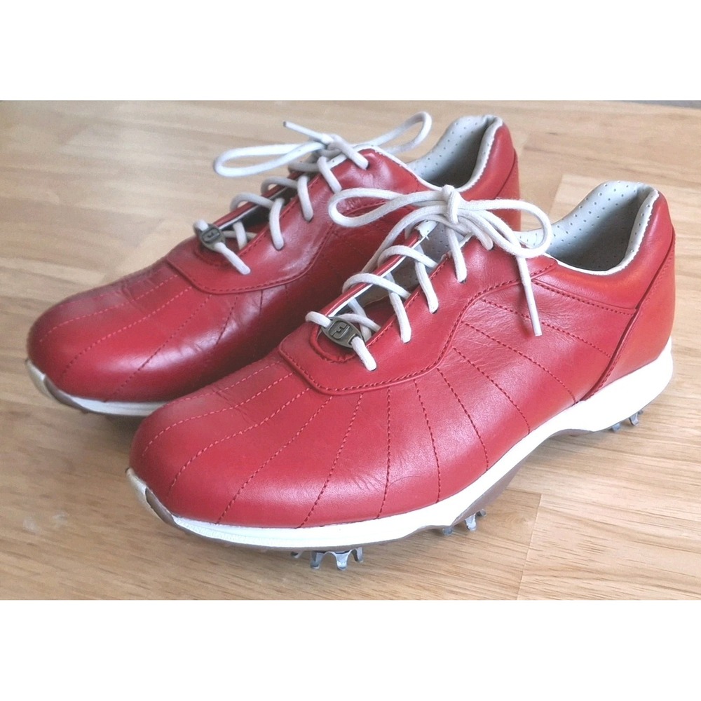 FootJoy EmBody Women's 7.5 Red Leather Golf Shoes Soft Spikes 96101 EUC